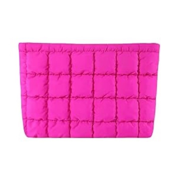 NEW Puffy Hot Pink Pouch w/ Gold-Tone Hardware - Picture 4 of 5